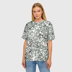 Футболка оверсайз женская Серый абстрактный с белыми кляксами, цвет: 3D-принт — фото 2