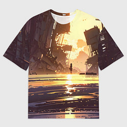 Женская футболка оверсайз Аниме под солнцем