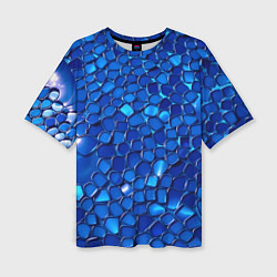 Футболка оверсайз женская Блестящие синие отражения, цвет: 3D-принт