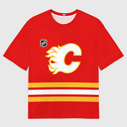 Футболка оверсайз женская Калгари Флэймз хоккей, цвет: 3D-принт