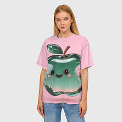 Футболка оверсайз женская Кавайное яблоко, цвет: 3D-принт — фото 2
