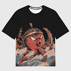 Футболка оверсайз женская Осьминог такояки, цвет: 3D-принт