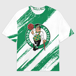 Футболка оверсайз женская Boston Celtics white and green, цвет: 3D-принт