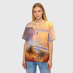 Футболка оверсайз женская Рассветный залив, цвет: 3D-принт — фото 2