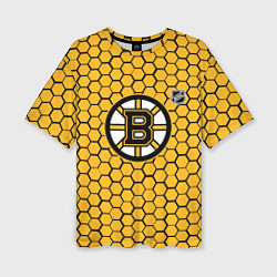 Футболка оверсайз женская Бостон Брюинз - желтые соты, цвет: 3D-принт