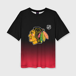 Футболка оверсайз женская Чикаго Блэкхокс - градиент, цвет: 3D-принт