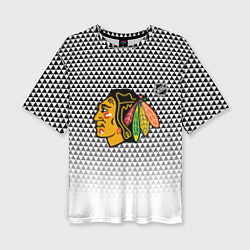 Футболка оверсайз женская Чикаго Блэкхокс - геометрический паттерн с градиен, цвет: 3D-принт