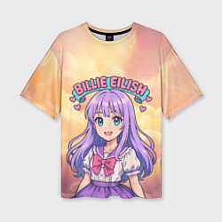 Футболка оверсайз женская Билли Айлиш в аниме стиле, цвет: 3D-принт