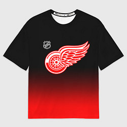 Футболка оверсайз женская Детройт Ред Уингз - градиент, цвет: 3D-принт