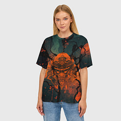 Футболка оверсайз женская Шлем кибернетического самурая, цвет: 3D-принт — фото 2