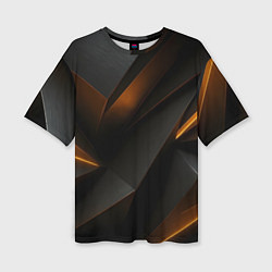 Женская футболка оверсайз Черная текстура с углами