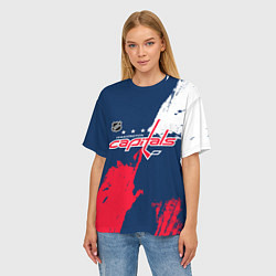 Футболка оверсайз женская Вашингтон Кэпиталз - брызги красок, цвет: 3D-принт — фото 2