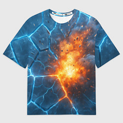 Футболка оверсайз женская Взрыв из объемных плит, цвет: 3D-принт