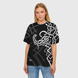 Футболка оверсайз женская Бодибилдинг гимнастика в узорах, цвет: 3D-принт — фото 2