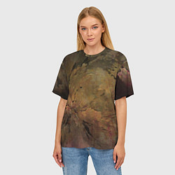 Футболка оверсайз женская Абстракция - yellowish-dark pink stone, цвет: 3D-принт — фото 2