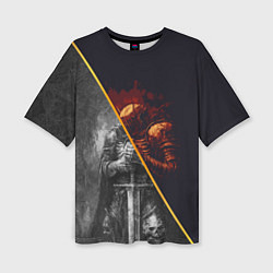 Женская футболка оверсайз Темный рыцарь в унынье