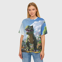 Футболка оверсайз женская Тираннозавр - Minecraft, цвет: 3D-принт — фото 2