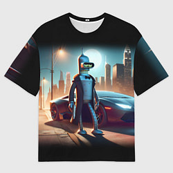 Футболка оверсайз женская Бендер с пистолетом - Нью-Йоркская мафия, цвет: 3D-принт