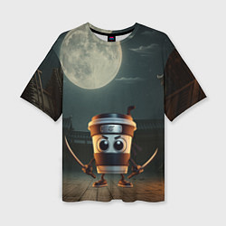 Футболка оверсайз женская Капучино Ассассино мем, цвет: 3D-принт