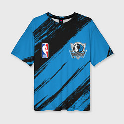 Футболка оверсайз женская Даллас Маверикс - черно синий, цвет: 3D-принт