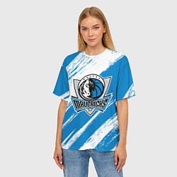Футболка оверсайз женская Даллас Маверикс - белый и синий, цвет: 3D-принт — фото 2