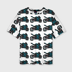 Футболка оверсайз женская Motorbike blue, цвет: 3D-принт