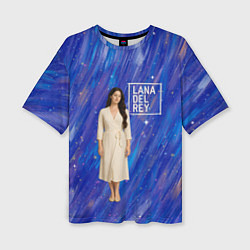 Футболка оверсайз женская Lana Del Rey в белом классическом платье на синем, цвет: 3D-принт