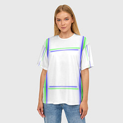 Футболка оверсайз женская Neon white green light blue, цвет: 3D-принт — фото 2