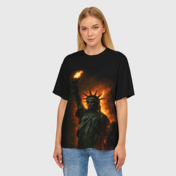 Футболка оверсайз женская Статуя свободы в огне, цвет: 3D-принт — фото 2