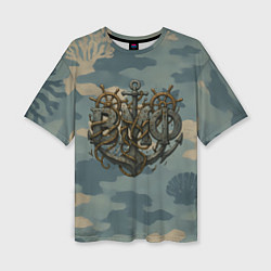 Футболка оверсайз женская ВМФ и большой якорь, цвет: 3D-принт