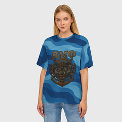 Футболка оверсайз женская ВМФ агрессивный русский волк, цвет: 3D-принт — фото 2