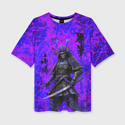Женская футболка оверсайз Призрак самурай - неоновые краски
