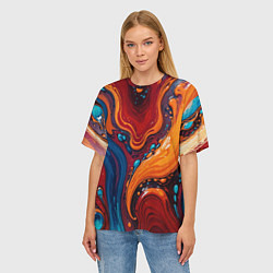 Футболка оверсайз женская Пламя и синева, цвет: 3D-принт — фото 2