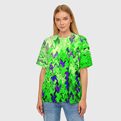 Футболка оверсайз женская Ярко-зелёный стекающая абстаркция, цвет: 3D-принт — фото 2