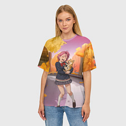 Футболка оверсайз женская Сиратори Айра Дандадан с щенком, цвет: 3D-принт — фото 2