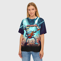 Футболка оверсайз женская Бендер рок гитарист - группа Футурама, цвет: 3D-принт — фото 2