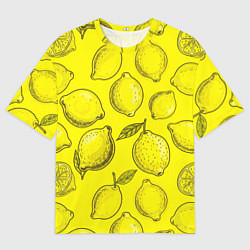 Футболка оверсайз женская Яркий лимонный узор - паттерн, цвет: 3D-принт