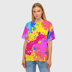 Футболка оверсайз женская Яркие пятна акриловой краски на стене, цвет: 3D-принт — фото 2