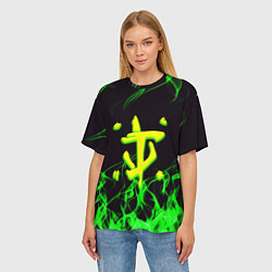 Футболка оверсайз женская Doom кислотное лого, цвет: 3D-принт — фото 2
