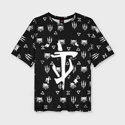 Футболка оверсайз женская Doom ведьмак логотипы, цвет: 3D-принт