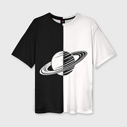 Футболка оверсайз женская Сатурн черно-белый, цвет: 3D-принт