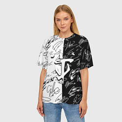 Футболка оверсайз женская Doom автографы, цвет: 3D-принт — фото 2