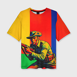 Футболка оверсайз женская Австралийский ретро солдат поп-арт, цвет: 3D-принт