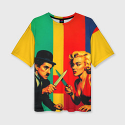 Футболка оверсайз женская Чарли Чаплин против Мэрилин Монро поп-арт, цвет: 3D-принт