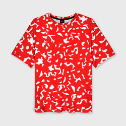 Женская футболка оверсайз Красный яркий камуфляж