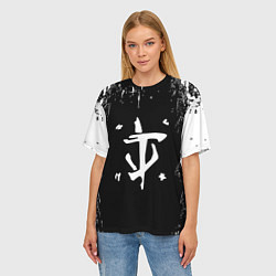 Футболка оверсайз женская Doom краска белая текстура, цвет: 3D-принт — фото 2