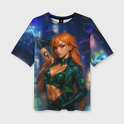 Футболка оверсайз женская Нами киберпанк реализм, цвет: 3D-принт