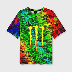 Футболка оверсайз женская Монстер энерджи стикеры, цвет: 3D-принт