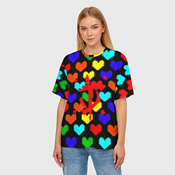 Футболка оверсайз женская Doom love pixel pattern, цвет: 3D-принт — фото 2