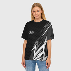 Футболка оверсайз женская Subaru - монохромный черный, цвет: 3D-принт — фото 2